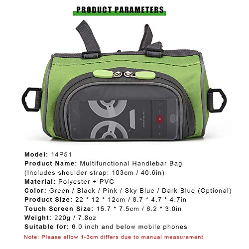 Ajcoflt Bolsa para guidão de bicicleta Bolsa para balde de bicicleta com tela de toque Bolsa de arma