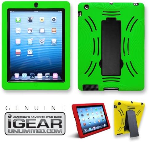 iGear Slim Tough Case G2 for iPad - Built-in Screen Protector and Kickstand (iPad 2/3/4 Green)