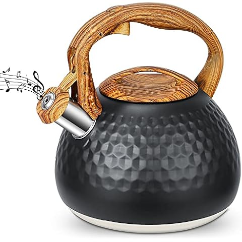 BVHOTO Herd Pfeifkessel 3 Liter Retro Teekessel Edelstahl Wasserkocher Induktion Wasserkrug Herdplatte für Heimkocher Herd Gas elektrisch Cover
