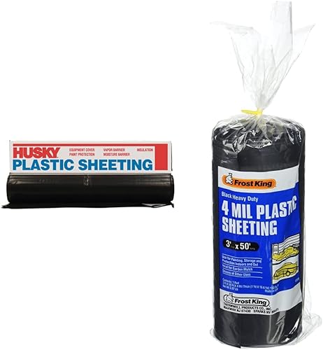 Miniatura 3 de POLY AMERICA 410B - Láminas de plástico negro de 4 mil de 10 pies x 100 pies y Husky CF0408B láminas de plástico de 0.1 fl oz, 8 x 100 pies, color