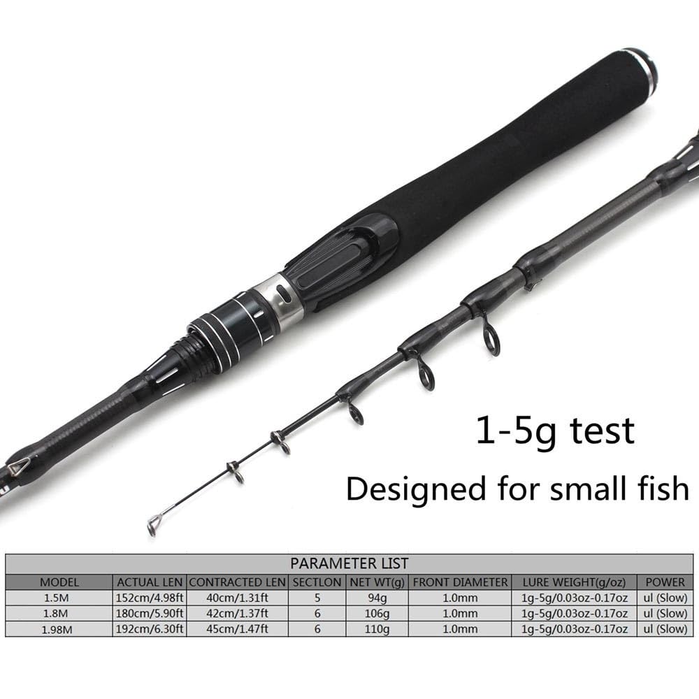 Wędka 180cm Ultralekka teleskopowa wędka UL Power Waga przynęty 1-5g Złów małą rybę wędka Sprzęt wędkarski Wędka(180cm)