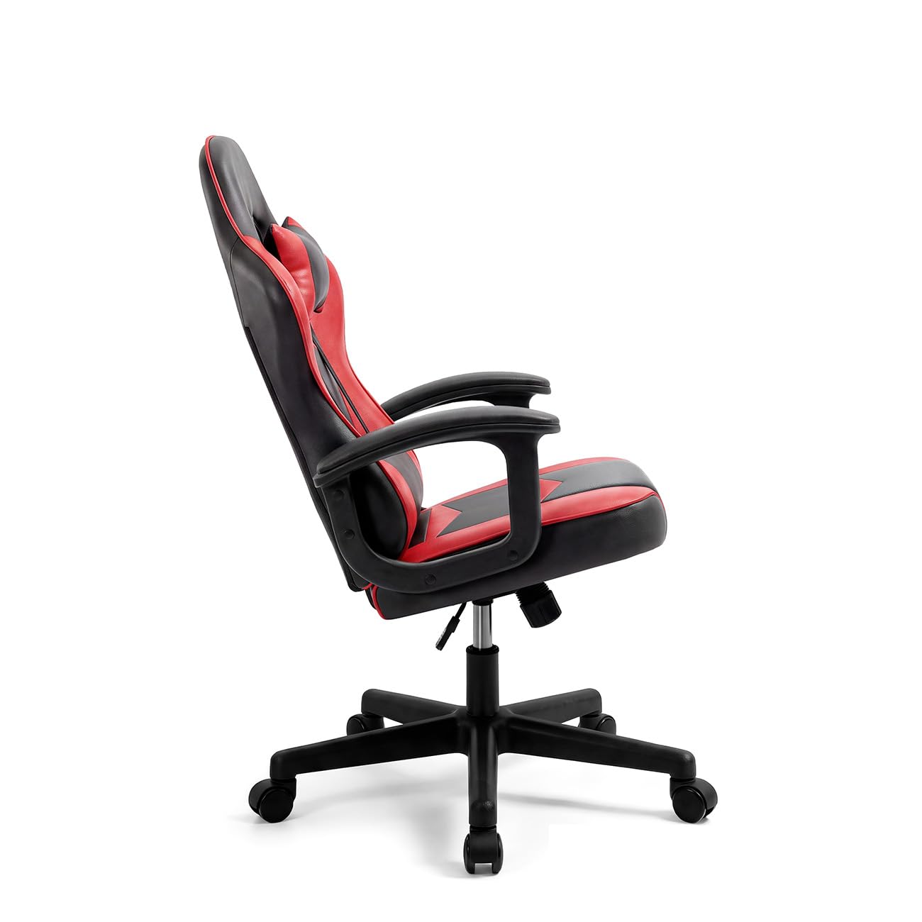 duehome | Silla Gaming Raptor Ergonómica Regulable en Altura con Ruedas 360°, Diseño Racing, Acabado en Negro y Rojo, Medidas: 50 cm (Ancho) x 68 cm (Largo) x 116-125 cm (Alto)