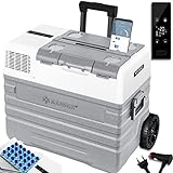 KESSER® Kompressor Kühlbox elektrisch Gefrierbox, 52 Liter Mit APP-Steuerung USB-Anschluss 12/24 V 230V, Teleskopstange Räder Kühlschrank Kühlung bis -20 °C für Auto, Lkw, Boot, Reisemobil, Camping