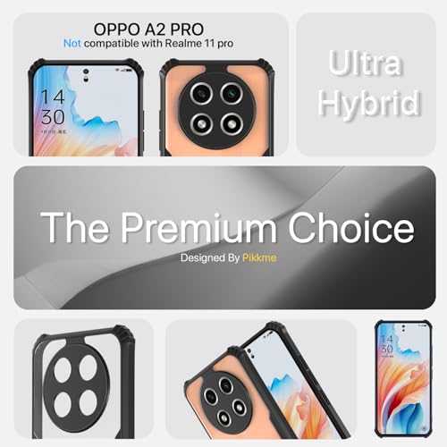 Image of Outlouders Back Cover for Oppo A2 Pro 5G | Ultra Hybrid Transparent | Full Camera Protection | Raised Edge | Crystal Clear Bumper Case(Black)