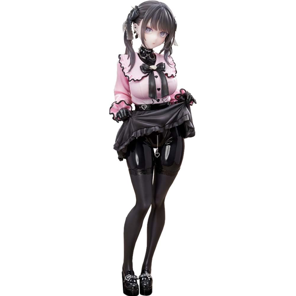 Jiumaocleu Kurokawa Miu Action Figure 25CM Standing Pose with Interchangeable Face Pink Uniform Style PVC Model Desk Decoration