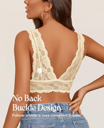 Image of Avidlove Bralettes for Women Lace Bra Non Padded Longline Bralette Deep V Triangle Sexy Everyday Lingerie Bras