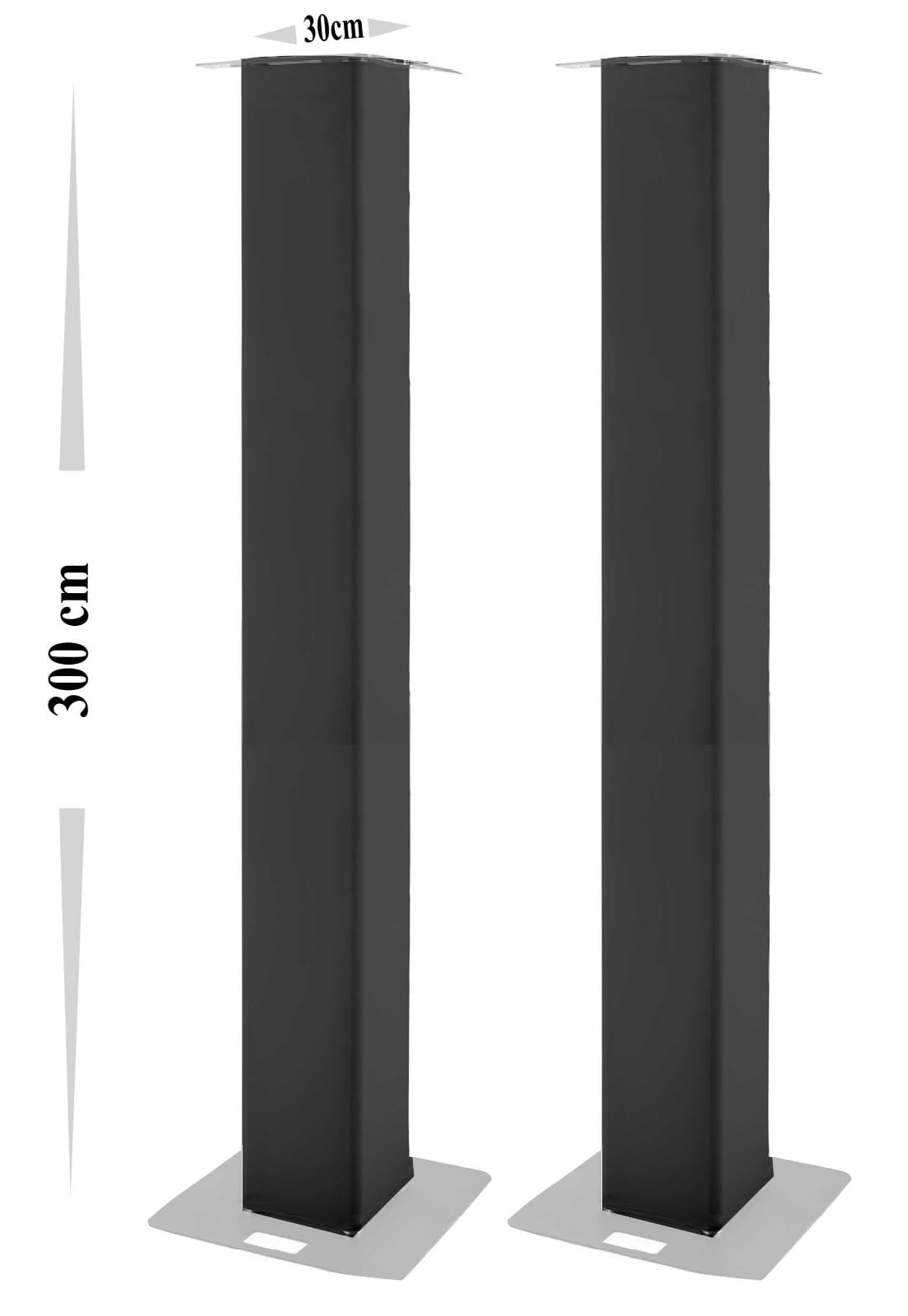 Coppia di cover totem in spandex, truss cover 30 x 30 cm, scelta di 5 altezza (nero, 300 cm di altezza)