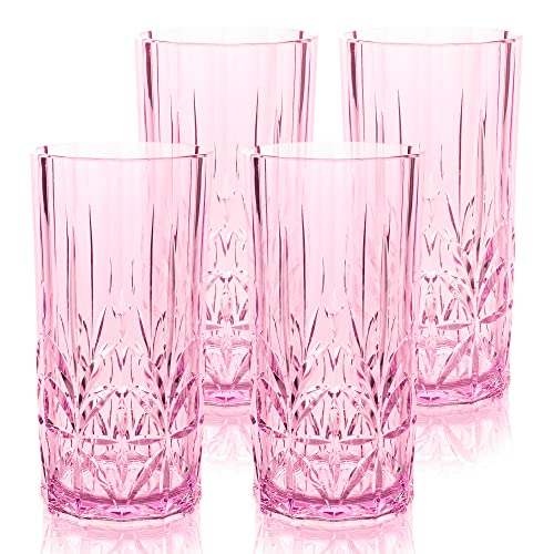 BELLAFORTE Shatterproof Tritan Plastic Drinking Glasses, Set of 4, 18oz, Myrtle Beach Tall Tumbler