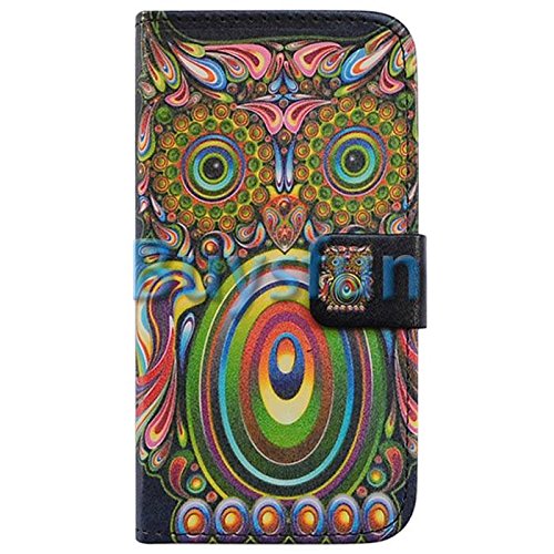 Bfun Packing Green Owl Bird Card Slot Wallet Leather Cover Case for Samsung Galaxy S4 i9500