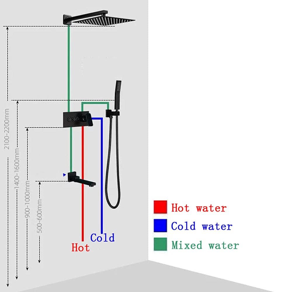 Zestaw prysznicowy 3-funkcyjny system prysznicowy 10-calowe kwadratowe deszczownice z mieszaczem Zestaw prysznicowy z ręczną słuchawką chromowaną Stabilize