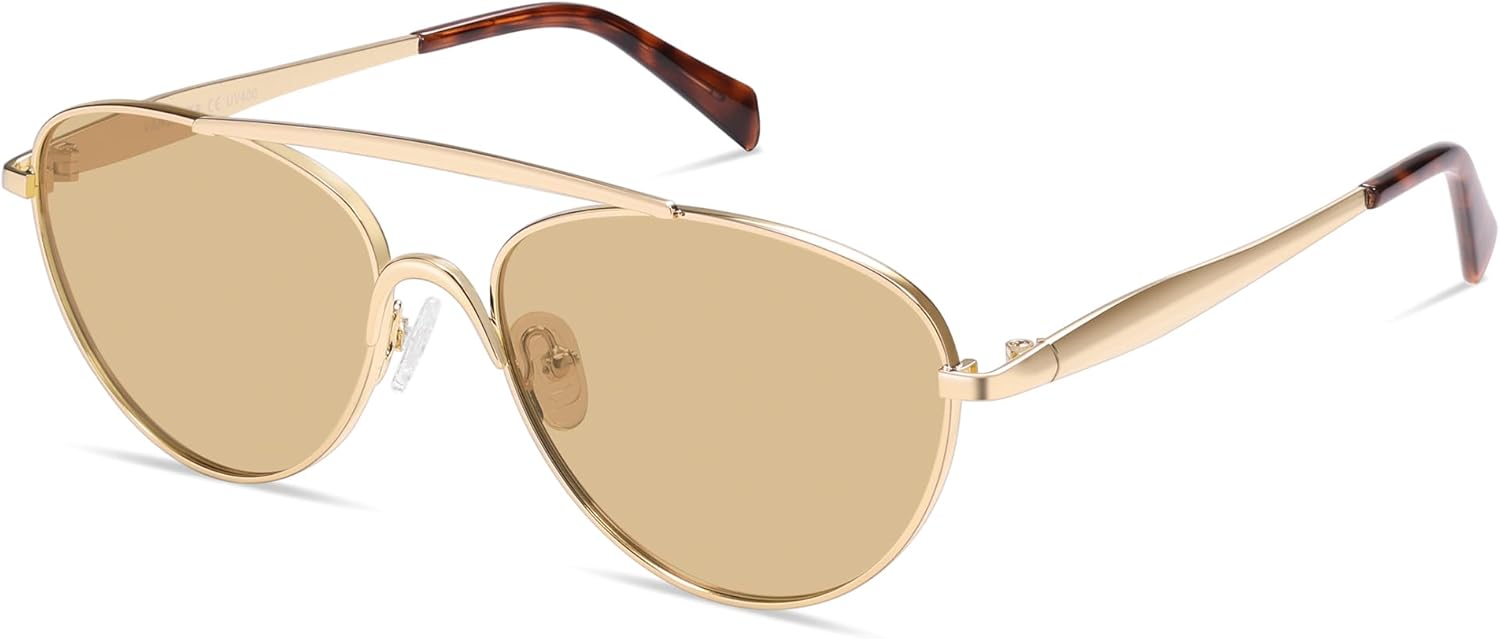 VANLINKER Polarized Trendy Aviator Metal Cat Eye Sunglasses for Women Men Retro Vintage Shades VL9868 - Image 2