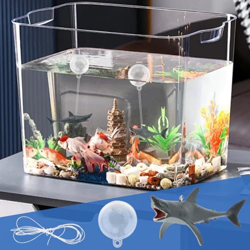 Image of Tookie 4sets Fish Tank Shark Decoration, Floating Fish Tank Figurine Mini Realistic Sharks with Water Balloon Floating Aquarium Layout Prop(as Shown)