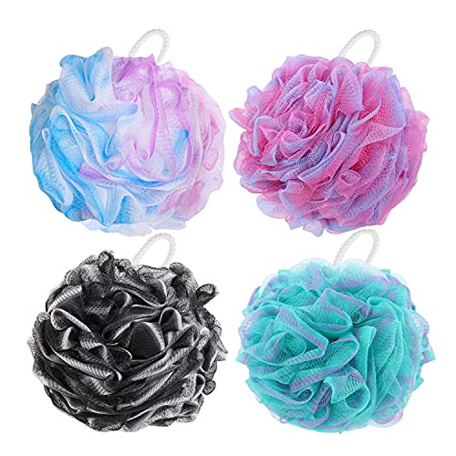 BTYMS 4 Pieces Shower Loofahs Bath Sponges 60g Bath Scrunchies Me...