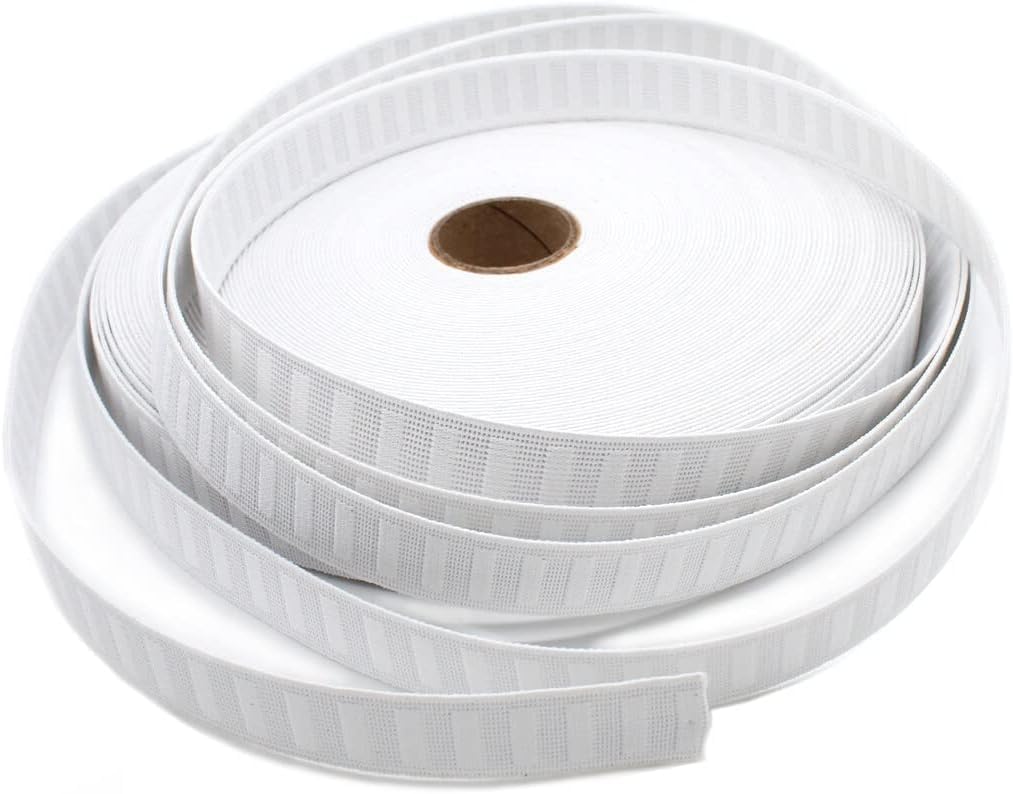 Non Roll Strong White Elastic - Polyester - Color: White - Choose Your Size & Length (White - 1