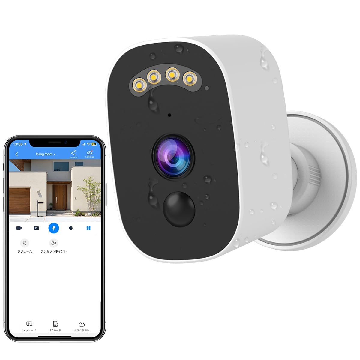 新品・未使用　JOOAN AI Smart Camera 防犯カメラ 本体 Amazon.co.jp: JOOAN 300万画素監視カメラ 屋内外兼用 充电式