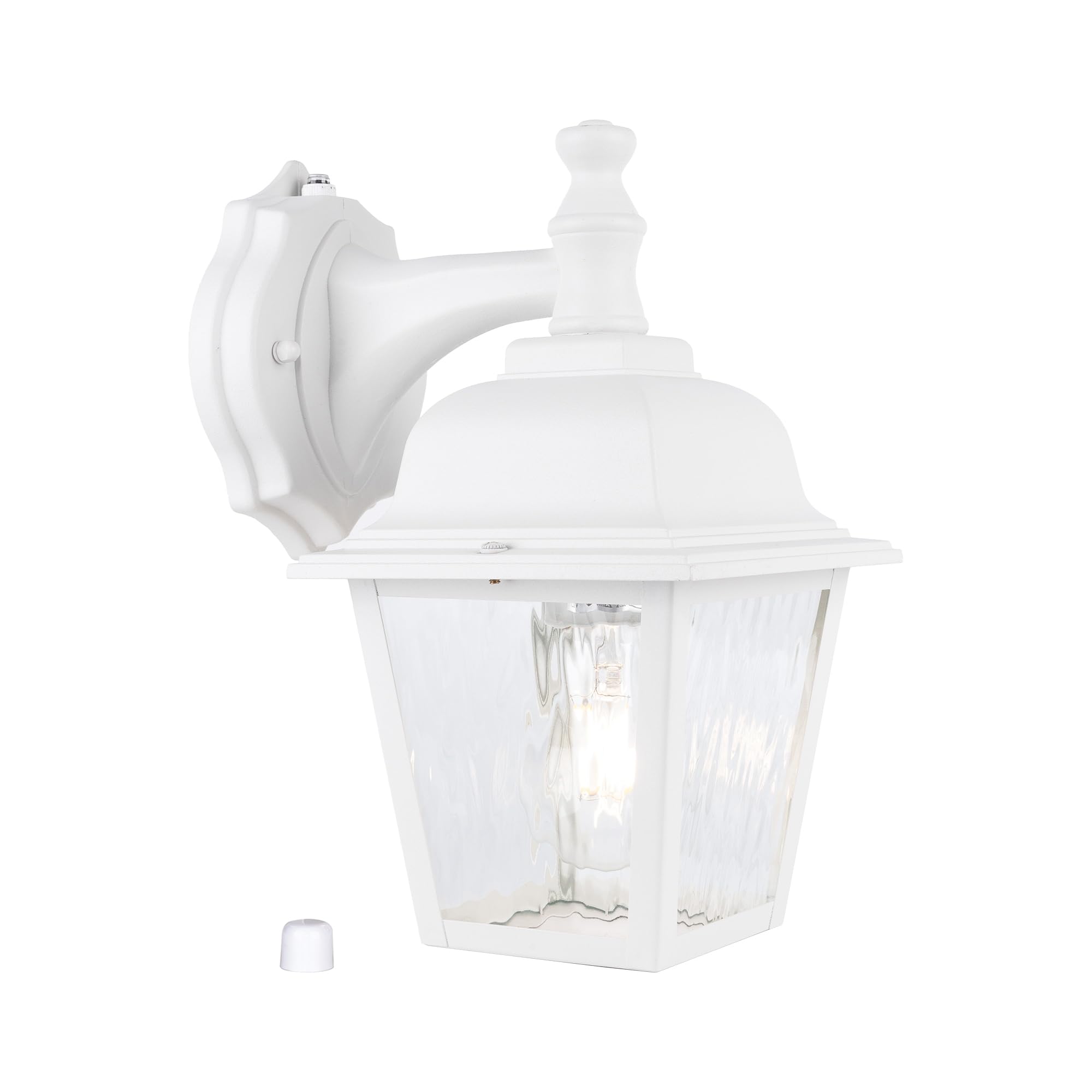 YoonLIT Dusk to Dawn Outdoor Porch Light, Large Waterproof Outdoor Wall Sconce Lanterns, Anti-Rust Exterior Wall Fixture with Clear Water Glass, for Garage Doorway Entryway, White, 1-Pack