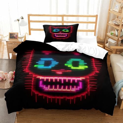 Housse de couette respirante chat parure de lit 3D microfibres souples