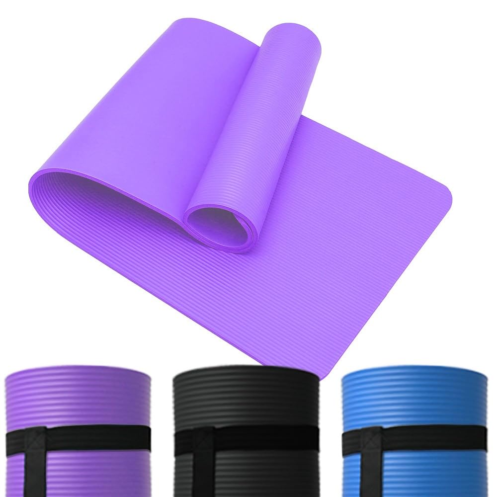 Aggloz Yoga Mat, 12MM Extra Thick Exercise Mat 183cm x 60cm Multi Purpose Yoga Mat for Men, Women, Non-Slip Yoga Mat, Ideal for Pilates, Planks, Stretching, Ideal for Home Gym Accessories