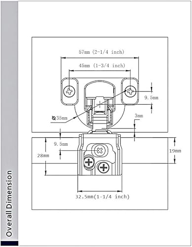 Miniatura 8 de Bisagras de hardware de gabinete de cierre suave (paquete de 2)  Bisagras de cierre silencioso superpuestas homdiy de 1-14 pulgadas con