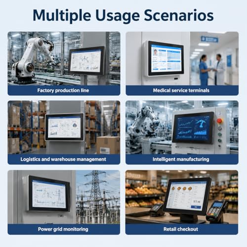 Image of Yeyoo 21.5 inch Fanless Industrial Panel PC, All-in-One Touch Screen Computer, Intel 7-12th 8-16 Ram 128-512 SSD, IP65 Waterproof, Win11, Rich I /O (HD, LAN, COM),VESA /Embedded Mount (21.5 inch /7100u /8+256)
