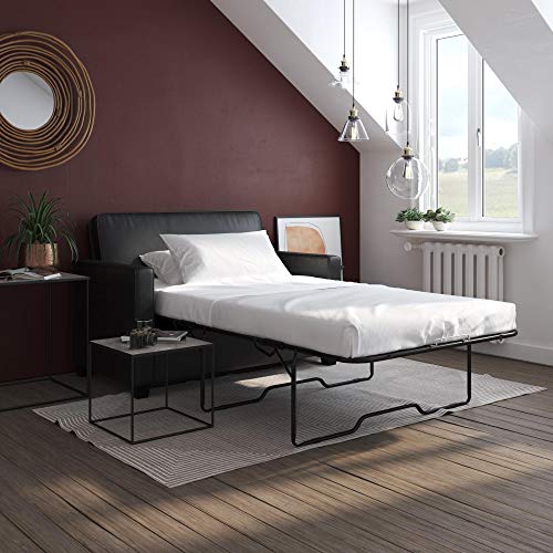 Signature Sleep Casey Faux Leather Twin Size Sleeper Sofa with CertiPUR-US Certified Memory
