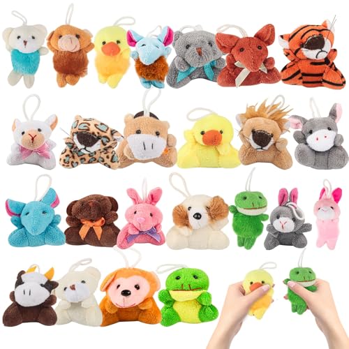 Phlognfy Mini Stofftiere Set 24Pcs Kleine Plüschtier Kuscheltier Kleine Geschenke Mini Tiere Stofftiere Schlüsselanhänger für Weihnachtsgeschenke