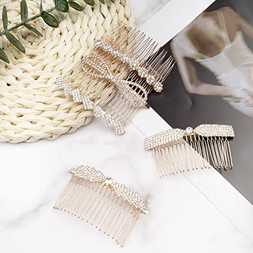 Alyclip 5 Counts Hair Side Combs Decorative Rhinestone Hair Pins Accessories Gold Wedding Bridal Hair Pieces Bridesmaids Headpieces For Women Girls Gifts  #TOP4