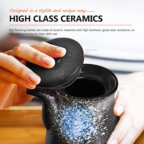 Yarnow Ceramic Soy Sauce Bottle with Lid Multi-Use Blue Vinegar Cruet for Kitchen Sushi/sashimi Easy-Clean & Leak-Proof Japanese Style Dispenser 10x8.5x7cm - Image 4