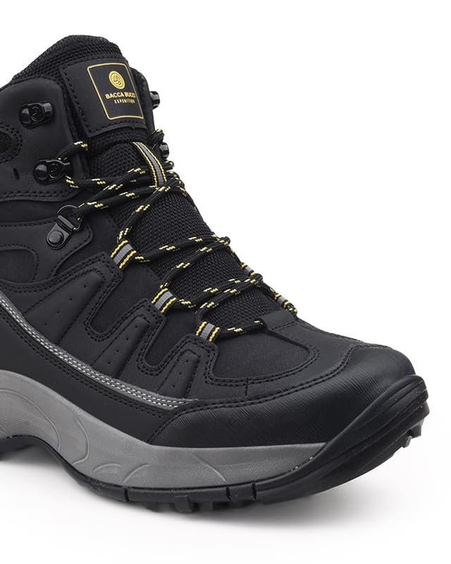 Image of Bacca Bucci Men's Mid-Top Trekking Boots with Rugged Grip Sole, Padded Ankle Support & Secure Lace-Hook Closure