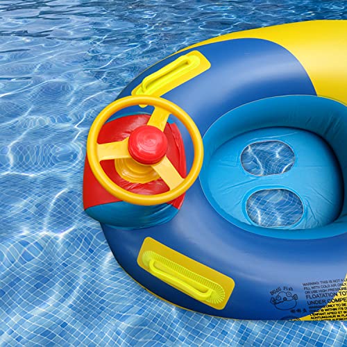 Newtic Baby Aufblasbarer Schwimmring, Baby Schwimmen Trainer Sitz, Automobil Schwimmring, mit Lenkrad-Griff,für Strand und Schwimmen der Kinder, 1-5 Jahre alt