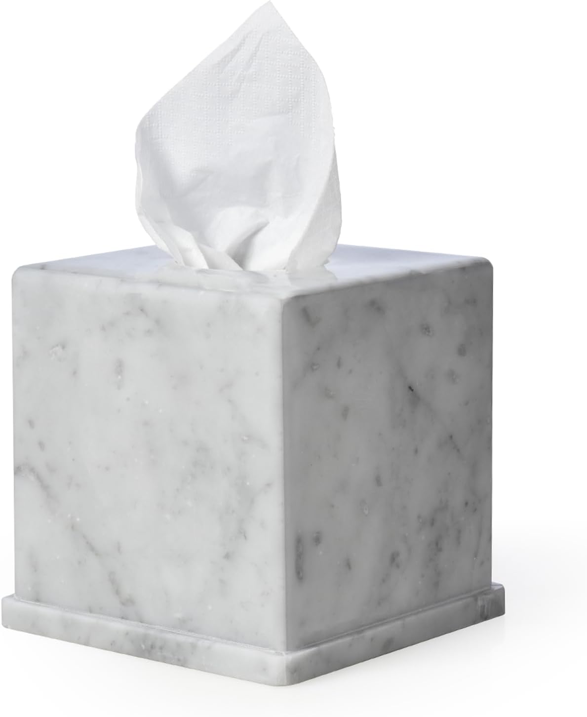 Natural Marble Tissue Box Cover, Carrara White Tissue Organizer 6 X 6 X 5.7 Inch, Heavy Stone Decorative Box, Square Tissue Box Holder for Home Decor, Kitchen, Bathroom 6 inch - Cube Carrarawhite