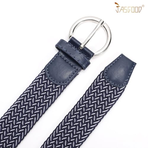 Image of JASGOOD Women Men Braided Woven Elastic Stretch Waist Belt Golf Canvas Fabric Casual Belt for Jeans Pants
