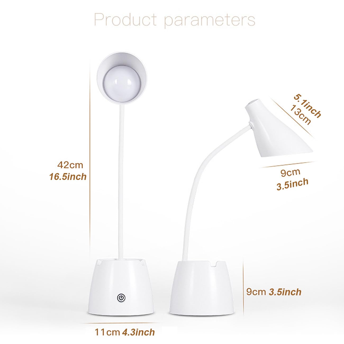 Schreibtischlampe Kinder, 3 Farben Stufenlose Helligkeit Tischlampe Nachttischlampe, 24 LED Augenschonende Bürolampe Leselampe mit Stifthalter, USB-Anschluss Touch Schreibtischleuchte