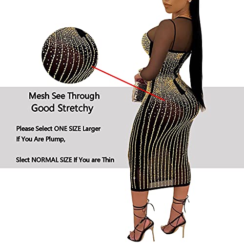 Image of PORRCEY Sexy Elegant Rhinestone Party Club Night Formal Dress for Women