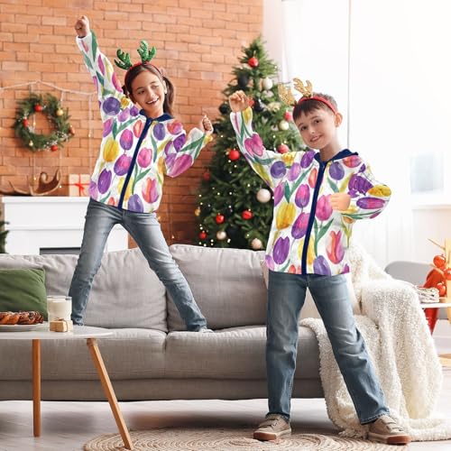 CHIFIGNO Girls Boys Fleece Hoody Jacket Boys Jackets with Pockets Warm Winter Outwear for Toddler and Kids4