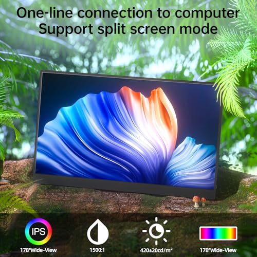 Image of kksmart Portable Monitor 17.3 inch 1080P FHD 100% sRGB 60Hz, Travel Monitor for Laptop MacBook Surface PC Xbox PS5, HDMI Dual USB-C VESA Compatible Built-in Speaker