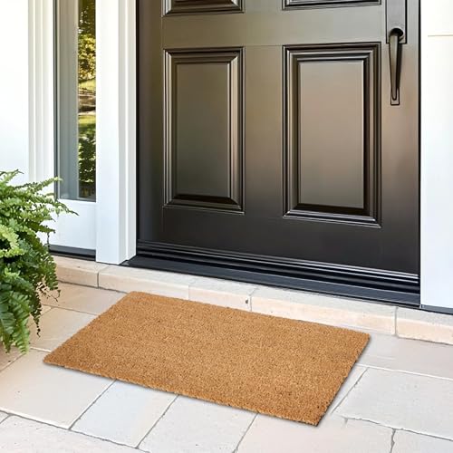 Image of Encasa XO Coir Door Mat for Home Entrance, Anti Slip PVC Back Natural