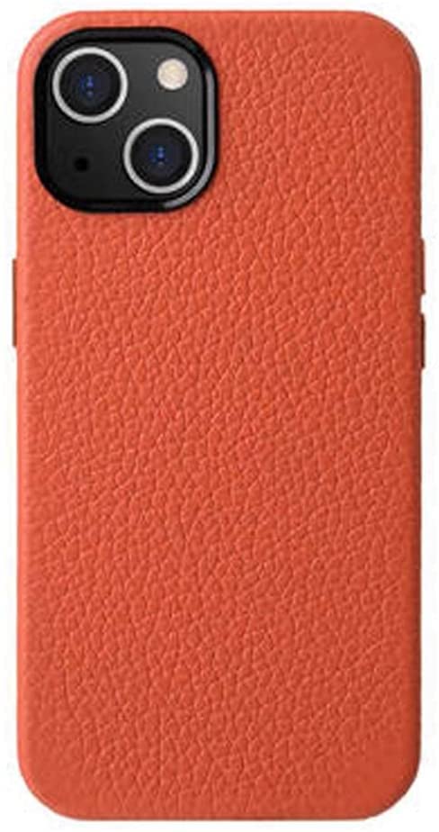 Housse cuir iPhone 13 orange litchi pour sublimer votre quotidien actif