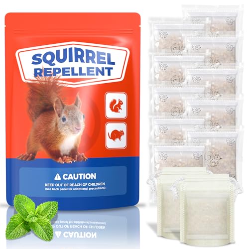 Squirrel Repellent Outdoor 10P, Squirrel Deterrent for Bird Feeders, Natural Chipmunk Repellent for Keep Squirrels Out of Flower Pots Lawn Garden, Repel Squirrels from Attic Car Indoor