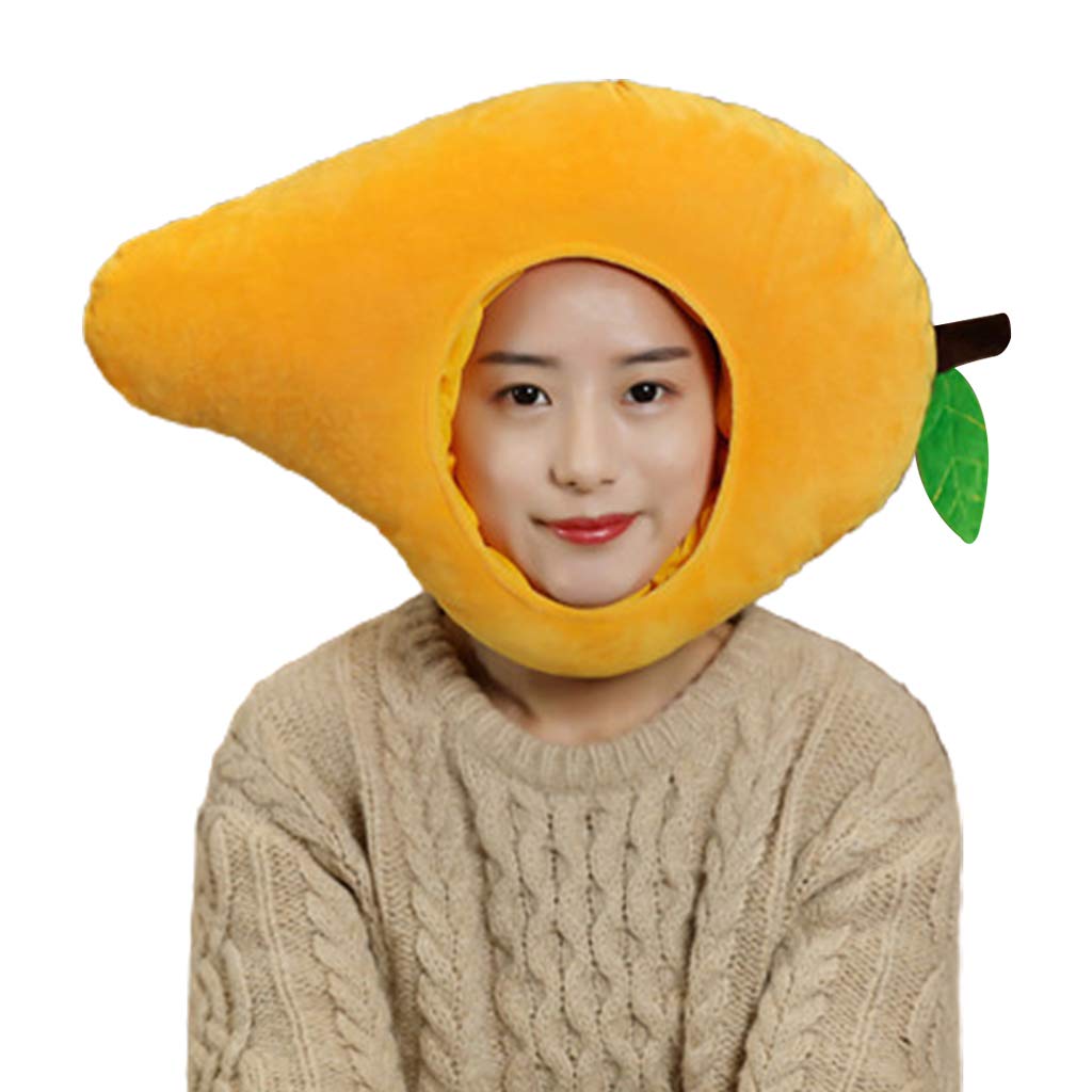 Maxtonser Creative Lovely Mangoes Shape Plush Hat Funny Fruit Stuffed Headgear Warm Earflap Cap Cosplay Party Photo Props