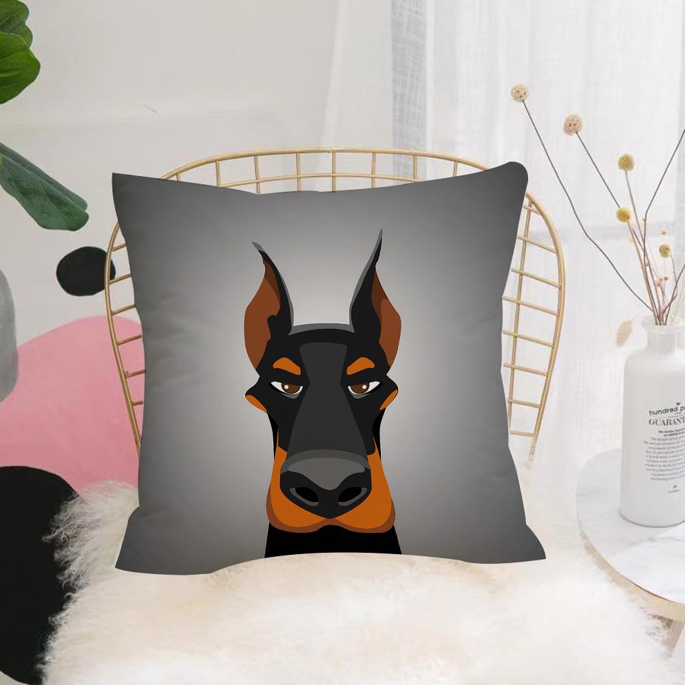 HYOSXW Cushion Cover,Throw Pillow Case Home Decorative for Living Room Bedroom Sofa Chair 16X16 Inch,black dog on a black background. Doberman dog breed. vector illustration,Pillowcase 40X40cm