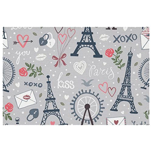 Sets de table Tour Eiffel en tissu Oxford lavable | Lot de 4 - 2