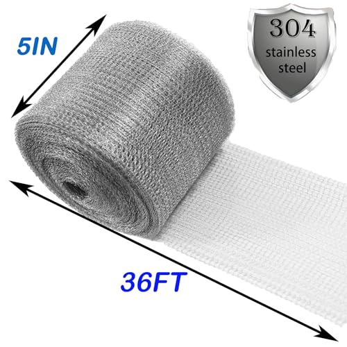 Image of Wire Mesh for Mice Control 5 in X 36Ft,Hole Fill Fabric, Weep Holes Covers, Upgraded Stainless Steel Wire Mesh Roll, Flexible Stretchy Meshs Fabric for Garden House and DIY, Rodent Barrier