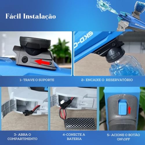 Lançador de Bolinhas Gel Elétrica Blaster LED Esferas De Água TikTok (Azul)