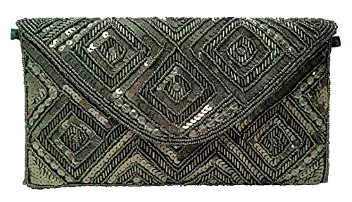 Image of DUCHESS Women's Hand Embroidered Envelope Clutch -Bridal Ethnic Traditional Casual Purse /Clutch /Handbag (23 L x 2.5 W x 13H cm)