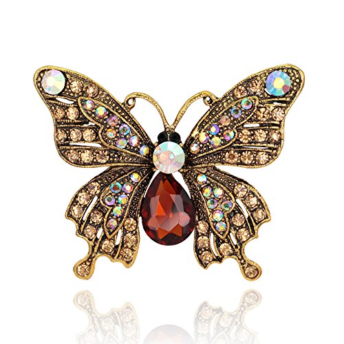 Image of Variety Styles Butterfly Brooch - Multi-Color Rhinestone Crystal Brooch Pin Cute Butterfly Shape Corsages Brooches Decoration Gift for Women