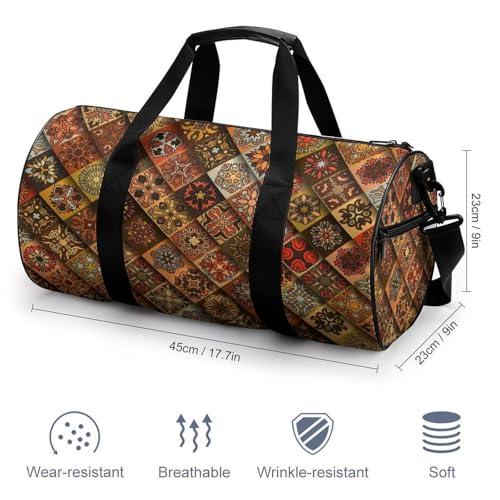 Sac de gym losange marron, sac week-end et duffel bag de randonnée 45cm - 2
