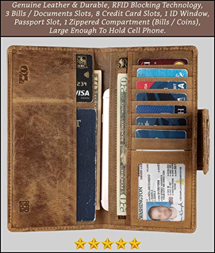 Mou Meraki Genuine Leather RFID Blocking Long Wallet – Vintage Bifold for Men (ANCIENT COGNAC)2