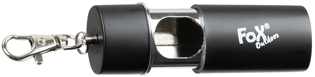 FoxOutdoor Aschenbecher Travel – schwarz, 2-teilig mit kleinem Karabiner, geruchsdichter Verschluss, entleerbar durch Auseinanderziehen