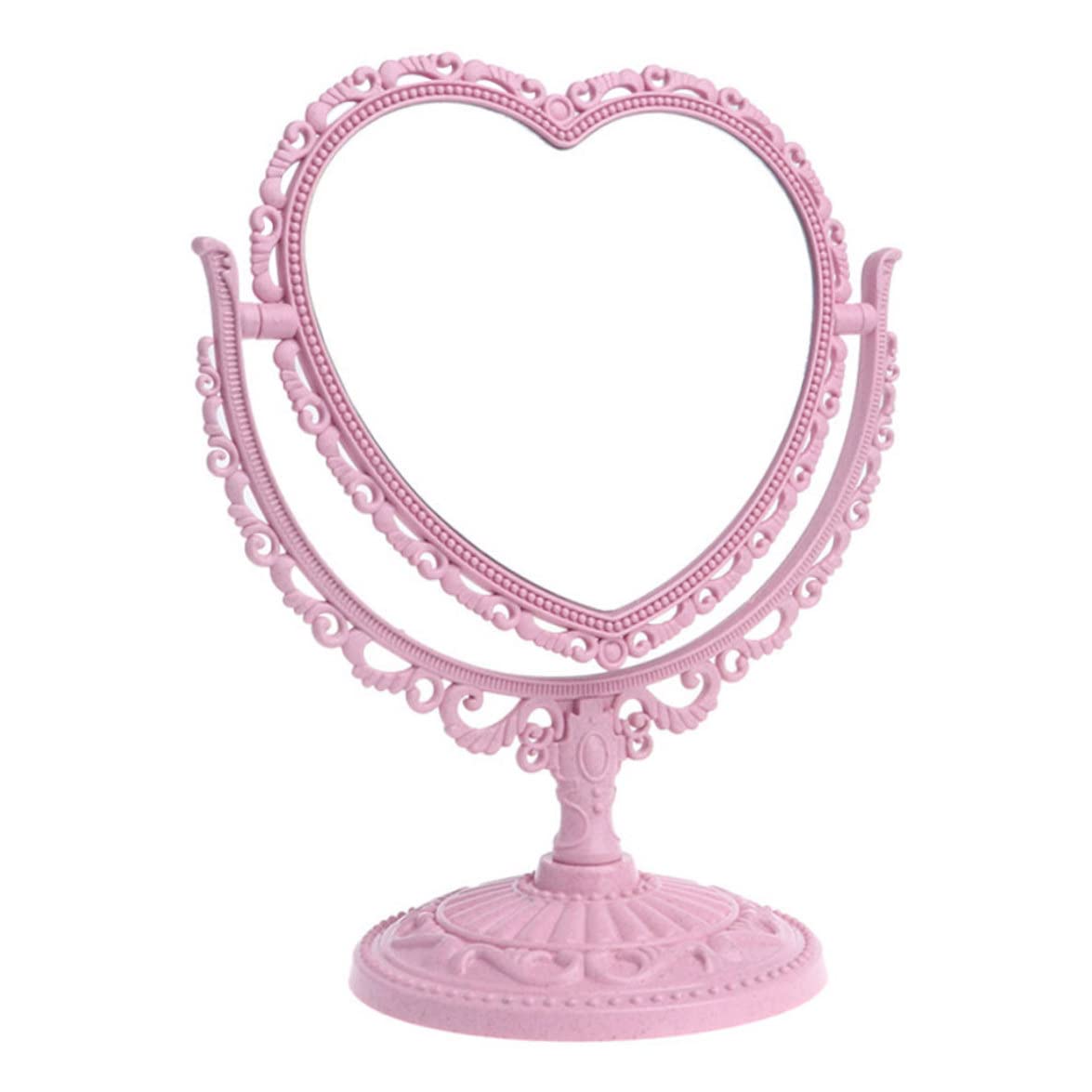 Faroby Makeup Mirror Heart Shaped Rotatable Double Sided Desktop Cosmetic Vanity Mirror